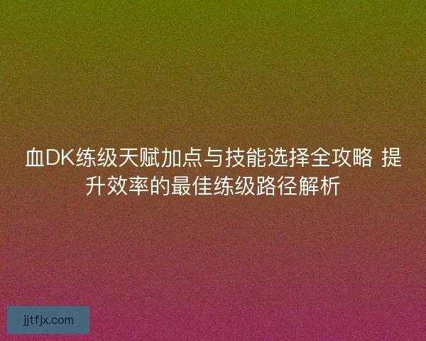 血DK练级天赋加点与技能选择全攻略 提升效率的最佳练级路径解析