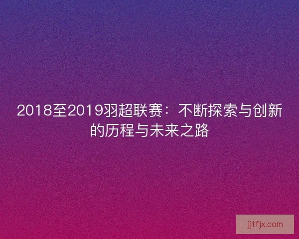 2018至2019羽超联赛：不断探索与创新的历程与未来之路