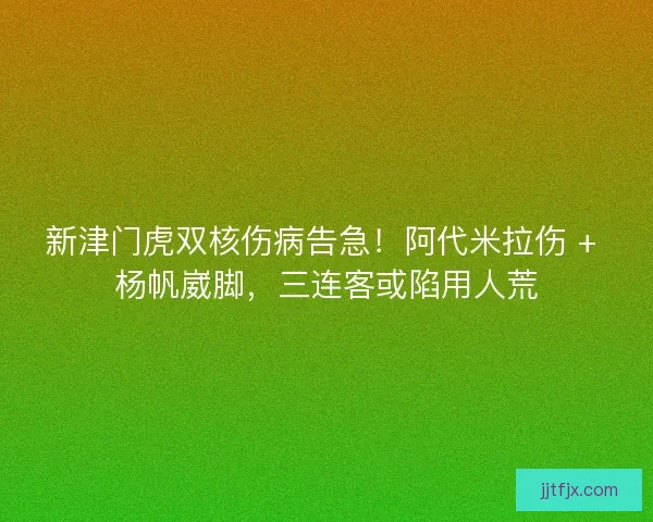新津门虎双核伤病告急！阿代米拉伤 + 杨帆崴脚，三连客或陷用人荒