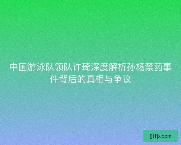中国游泳队领队许琦深度解析孙杨禁药事件背后的真相与争议 中国游泳队领队许琦深度解析孙杨禁药事件背后的真相与争议